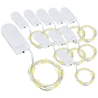 Lunartec 10er-Set LED-Lichterdraht, je 24 Mikro-LEDs, je 1,2 m, IPX4, warmweiß