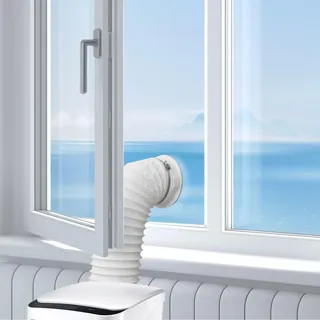Klimafenster DIY Set I Fensterabdichtung Klimaanlage I Fensterdurchführung für mobile Klimageräte mit Abluftschlauch I Hot Air Stop I Ø 80-150 mm I für Scheibenstärke 1,5 bis 4 mm