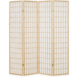Homestyle4u Paravent Raumteiler 4 teilig Trennwand Shoji Faltbar Natur - Paravents, Paravents