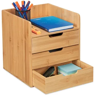 Relaxdays Schreibtisch Organizer 3 Schubladen Braun