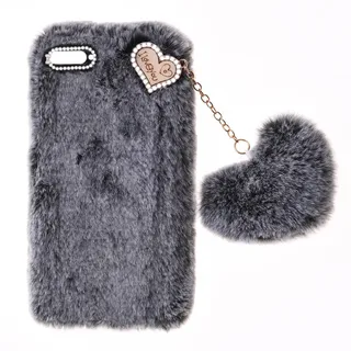 Fluffy Plush Case für iPod Touch 7 Handyhülle Women Girls Case Cute Bling Bow Diamond Fluffy Furry Soft Warm Gradient Fur Protective Cover Silikon Hülle für iPod Touch 5 Touch 6 Touch 7,Dunkelgrau