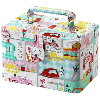 Kobolo Nähkorb Nähkästchen rechteckig multicolor mit Griff (Multicolor) bunt