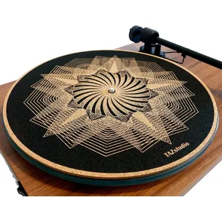 TAZstudio Plattenspieler-M5 aus Kork für bessere Klangunterstützung auf Vinyl-LP-Plattenspielern – originelles geometrisches Design, psychedelische geometrische Schwarzlichtkunst [4 mm Dicke]