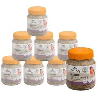 dehner natura premium Wildvogelfutter Erdnussbutter im Glas, Rosine, 8 x 340 g