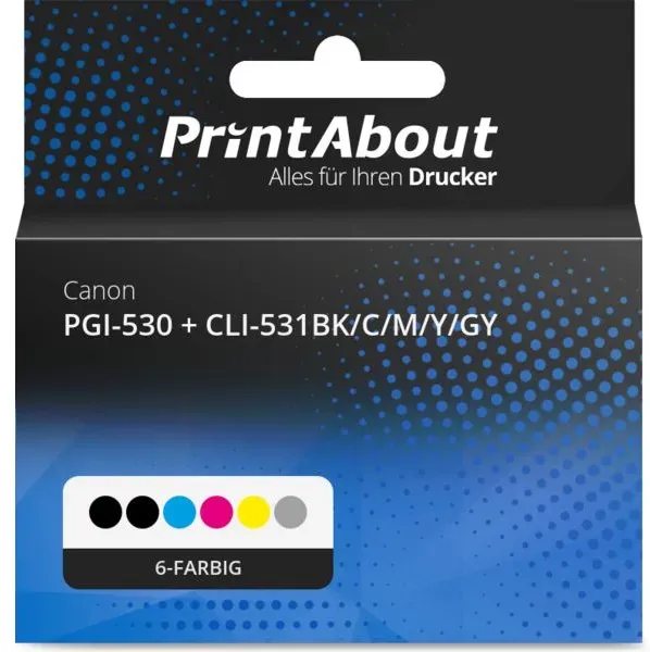 Druckerpatrone kompatibel mit Canon PGI-530 + CLI-531BK/C/M/Y/GY - 6-farbig - Multipack