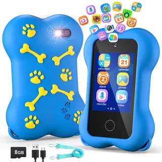 VATOS Kinder-Smartphonespielzeug für Mädchen und Jungen, süßes Pfotenknochen-Kinderhandy, 2,8 cm Touchscreen, HD-Doppelkamera, 8 GB Speicherkarte, Geburtstagsgeschenk für Kinder von 3–10 Jahren
