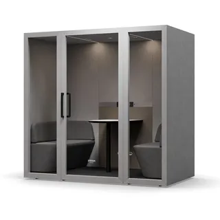 Jan Nowak Akustikkabine Büro 4 Person, schallisolierte Besprechungskabine für Meetings und Open Space, mit Belüftung LED, Steckdose USB, 220 x 220 x 122 cm