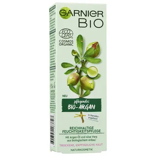 Garnier Bio Argan Reichhaltige Feuchtigkeitspflege, Naturkosmetik, Gesichtspflege mit Arganöl und Aloe Vera (2 x 50 ml)