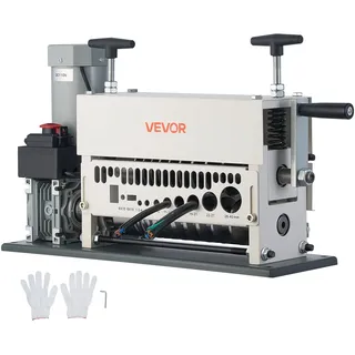 Vevor Elektrische Kabelabisoliermaschine, 1,5-40 mm, Kabelschälmaschine, 11-Kanal-Automatik-Kupferkabel-Abisolierer, 370-W-Abisolierwerkzeug mit manuellem Handkurbelmodus, Not-Aus-Taste