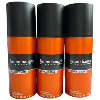 3x Bruno Banani ABSOLUTE MAN Deo Spray Deodorant (3 x 150 ml)