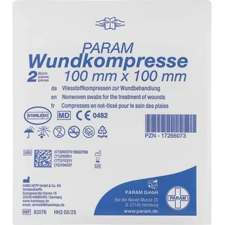 PARAM Wundkompresse Vliesstoff Steril 10 x 10 cm 2 St.