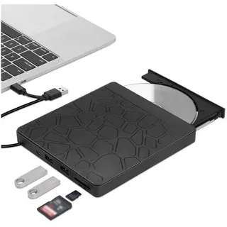 Senmudi External DVD Drive,Externes CD DVD Laufwerk DVD-Brenner (DVD+R 8X,DVD-R 8X,DVD+RW 8X,DVD-RW 6X,DVD+R9 6x (Dual-Layer, 8,5 GB), BD DVD-R9 6X (Dual-Layer,8,5 GB),DVD-RAM 5x;CD-R 24X, CD-RW 24Xx/DVD Portable RW Brenner für Laptop, PC, Desktop, Windows 98SE/ME/2000/XPx/CD Windows 11/10/8/7/XP/Linux/MacOSx, USB 3.0 Type-C DVD +/-RW Optical Drive Extern mit SD/TF-Kartenleser) schwarz