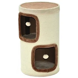 nanook shop nanook Katzen Kratztonne Kratzbaum Kratzturm Tom, Höhe 70 cm Spieltonne mit extra großen Öffnungen Kratzfest standfest - beige braun