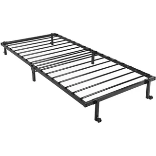 setsail Gästebett Klappbett aus Metall Einzelbett Kinderbett für Gästezimmer Schlafzimmer Mit 4 beweglichen Rollen Schwarz 90 x 190 cm