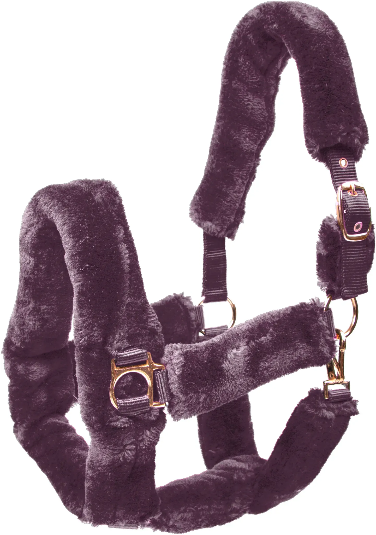 Imperial Riding Halfter mit Fell Go Star Bordeaux/Lila mit roségoldenen Beschlägen 2022, Größe: F/S