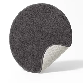 Brandsseller Badezimmerteppich Ø 60 cm Badvorleger Badematte Badteppich rund Chenille rutschfest saugstark maschinenwaschbar - Grau