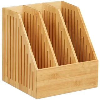 Relaxdays Stehsammler Bambus, 3 Fächer, braun