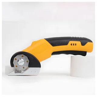 PODOFO Akku-Universalschere Elektrische Schere Set Akkuschere Kartonschneider mit Ladegerät, für Schneiden Leder Topfpflanze Baumwollstoff Pappe gelb