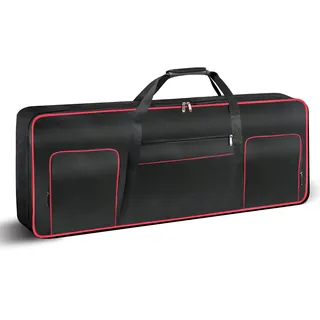 Ruibo Keyboardtasche 61 Tasten,Gigbag 600D Oxford-Tuch mit 10 mm Baumwoll-Gepolstert,Tragbar Langlebig Wasserdicht,101,6 x 40,6 x 15,2 cm,Schwarz+Rot
