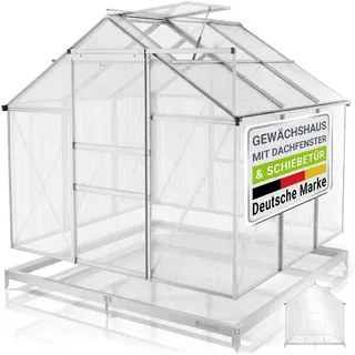 Juskys Gewächshaus Aluminium Grau HKP 4 mm 3,6 m2