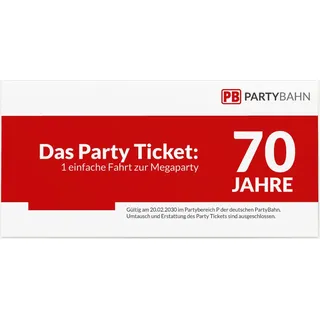 70. Geburtstag Einladungskarten Weiß online gestalten und bestellen - Partybahn Ticket 70 | Wunderkarten.de