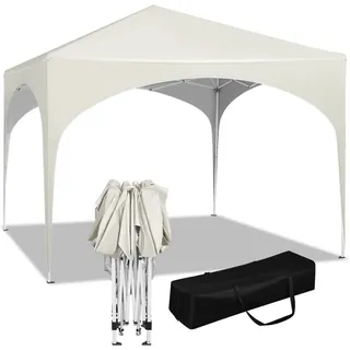 Woltu Faltpavillon 3 x 3 m inkl. 4 Seitenteile Beige/Weiß