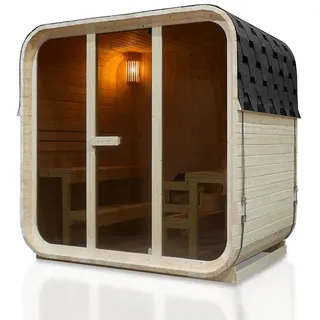 Artsauna Fasssauna Fjora 9 kW Ofen Glasfront