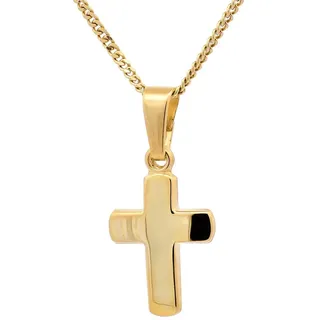HOPLO Kreuzanhänger Gold Anhänger Kreuz mit Goldkette massiv 333 - 8 Karat Gold 38 cm, Made in Germany 38 cm Kindergröße