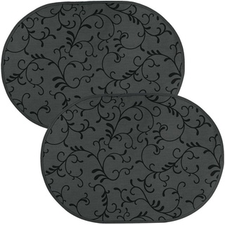 Erwin Müller Platzset Tischset "Essen" 2er-Pack, abwaschbar Ranke grau oval | 35 cm x 50 cm