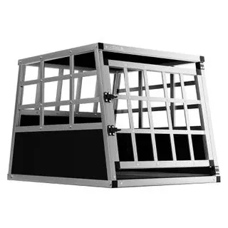 CADOCA Tiertransportbox M 70 x 54 x 51 cm Grau/Schwarz