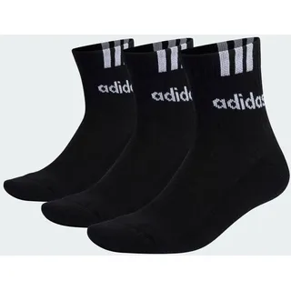 Adidas Unisex Kinder 3-Stripes Linear Half-Crew Cushioned Socks 3 Pairs, black/white, 6-7 Years
