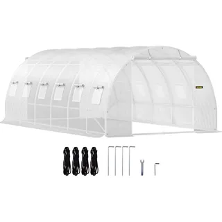 Vevor Foliengewächshaus Verzinkter Stahl Weiß PE 140 g/cm3 18,21 m2