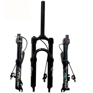 LHHL Mountainbike Federgabel 20/24 Zoll 80mm Federweg MTB Luft Gabels 1-1/8 ” Luftfederung Vorderradgabel 9mm Achse QR Scheibenbremse Fernbedienung Lockout (Color : Black, Size : 20")