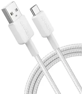 Anker 322 USB-A auf USB-C Kabel 180cm geflochten weiß