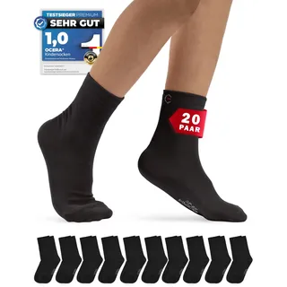 OCERA 20 Paar Kinder Socken für Mädchen und Jungen - Schwarz 23/26 - 23-26