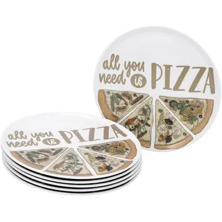CreaTable Pizzateller 33 cm weiß 6er Set
