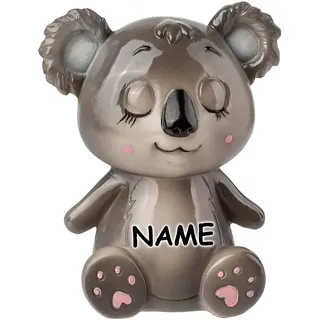 alles-meine.de GmbH große Spardose - Koala - mit Verschluß - aus Kunstharz- 14 cm - incl. Name - stabile Sparbüchse - Sparschwein - für Kinder & Erwachsene/Kinderspardose lusti..