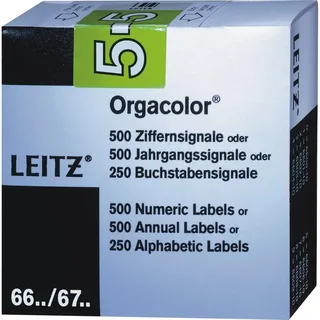 Leitz Leitz, Ordner Zubehör, Ziffernsignal Orgacolor "5", auf Rolle, hellgrün Maße: (B)30 x (H)23 mm, auf Trägerbandrolle