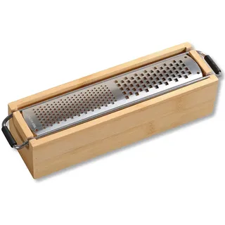 KESPER | Parmesanreibe, Material: Edelstahl, Bambus, Maße: B 25 x H 5,6 x T 6,2 cm, Farbe: Silber, Braun | 58060