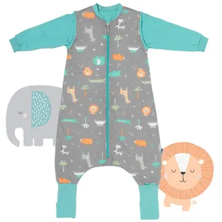 Schlummersack Kinderschlafsack Schlafsack mit Füßen und umklappbaren Bündchen, 1.0 Tog OEKO-TEX grau 140cm