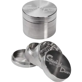 Black Leaf Steely Dan Grinder 4-teilig Ø 49mm | hochwertiger Crusher aus rostfreiem Stahl | Premium Grinder mit Reißverschlusstasche | Höhe 37mm