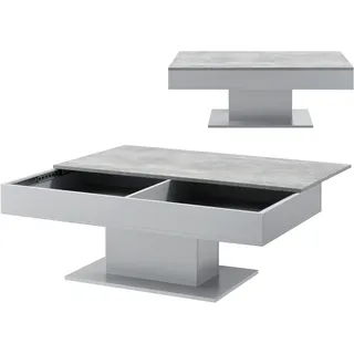 [en.casa] Couchtisch Lünen mit 2 Staufächern Betonoptik Hellgrau