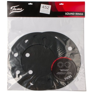 FAME Bass Drum,FRSF-B F-Ring Skinny Flat Set 14 Zoll Schaumstoff Dämpfungsringe für Snare Drum Schwarz Schnelle Installation Kontrollierter Trockener Sound Vintage Charme Lautstärkereduzierung, Zubehör für Drums, Fell-Zubehör, Snare Drum Dämpfungsringe, FRSF-B, Kontrollierter Sound, Vintage