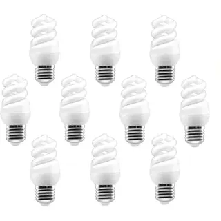 T.E Mini-Glühbirne, Spiralform, E27, 3000 K, warmes Licht, 9 W, 10 Stück