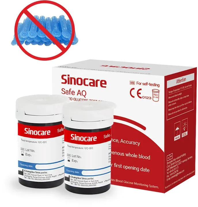 [50 Stück] Sinocare Blutzuckerteststreifen ohne Lanzetten
