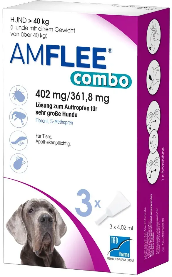 AMFLEE combo 402/361,8mg Lsg.z.Auf.f.Hunde üb.40kg 3 St
