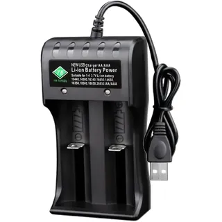 AA AAA 18650 Akku ladegerät, 2 Slot Smart Universal Ladegerät USB ladegerät Schnellladung für 18500/18350/14650/16650/16340/14500/10440/ AA AAA (nur Ladegerät)