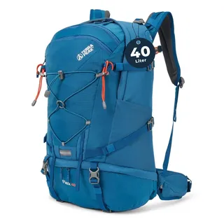 Terra Peak Wanderrucksack Flex 40, Wanderrucksack 40L mit YKK Reißverschluss & Halterung für Trinksystem blau