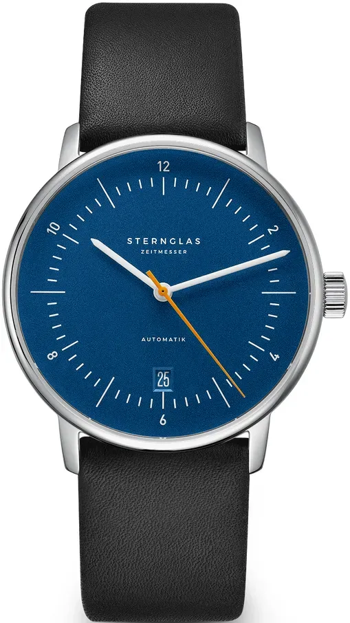 STERNGLAS - NAOS AUTOMATIK - blau - orange - Rindleder schwarz / 38MM