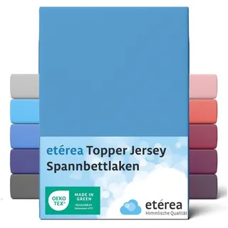 etérea Himmlische Qualität etérea Jersey Topper Spannbettlaken 180x200-200x200 cm 200 x 200 cm Steghöhe 100% Baumwolle - Oekotex Spannbetttuch Matratzen Bett Bezug - Bettlaken 180x200cm - Blau
